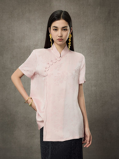 HECO Flower Branch Dark Pattern Short Sleeve Collar Shirt - CHANTS.