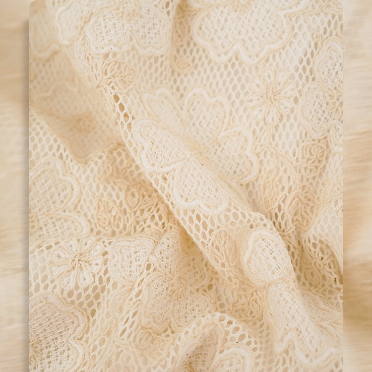 HECO Chinese style short-sleeved embossed flower summer cut-out short dress- TEMIRO.