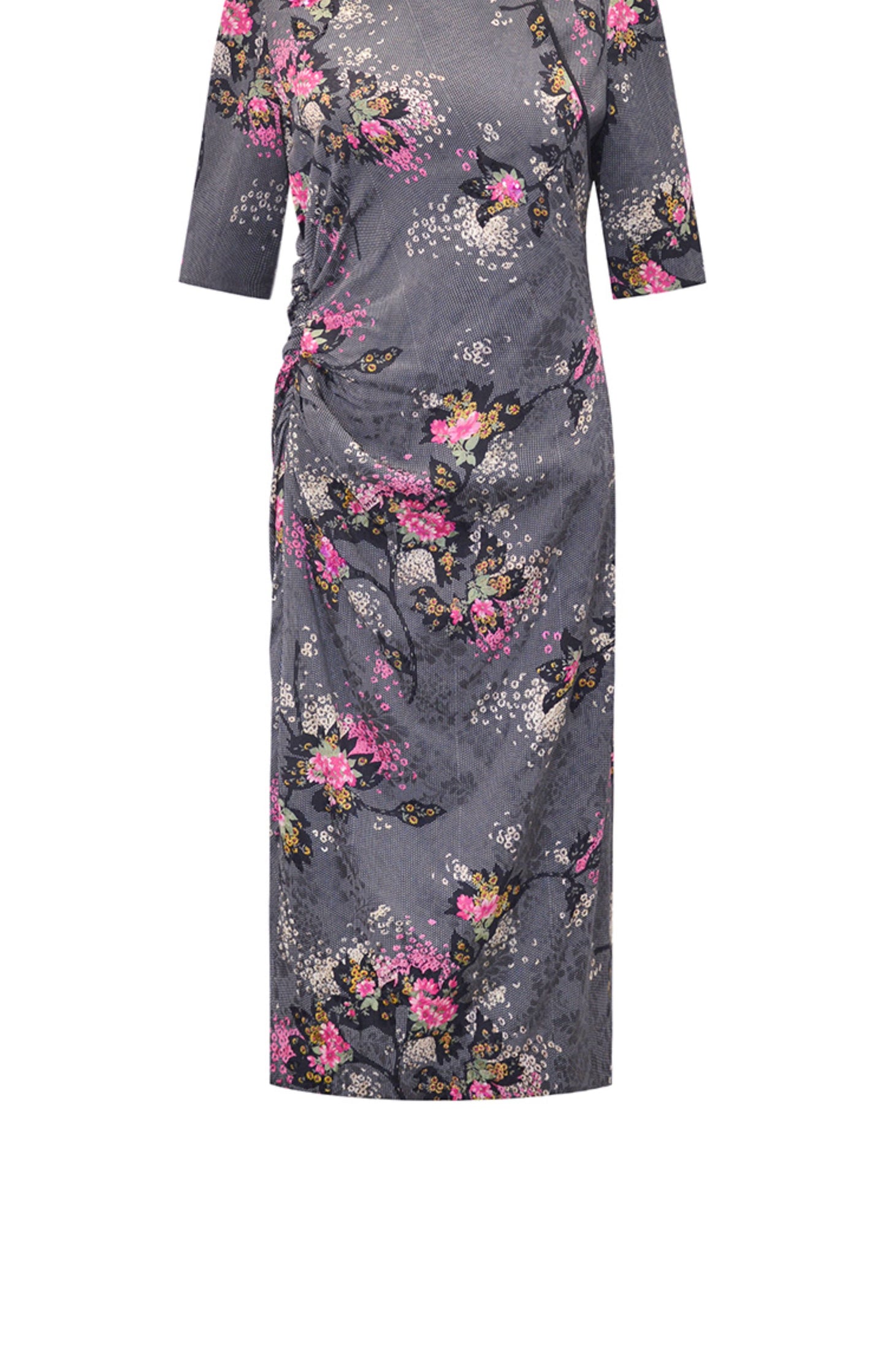 M essential Mackay designer cherry blossom print beads down short vest - LAND.