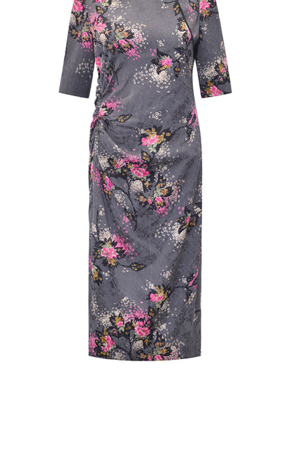 M essential Mackay designer cherry blossom print beads down short vest - LAND.