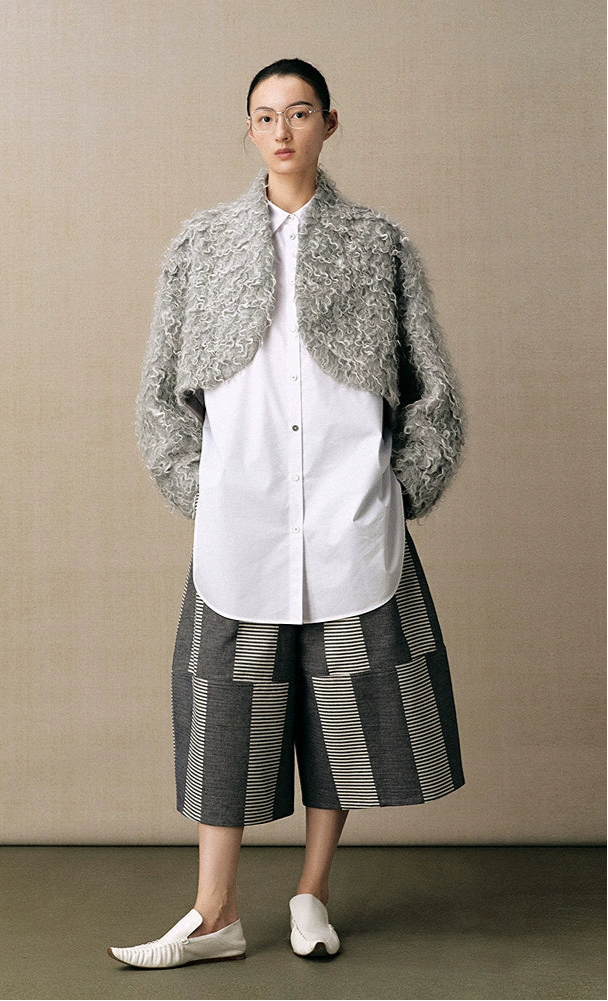 ZHUCHONGYUN striped splicing voluminous cotton and linen blend loose pants-CONAN.