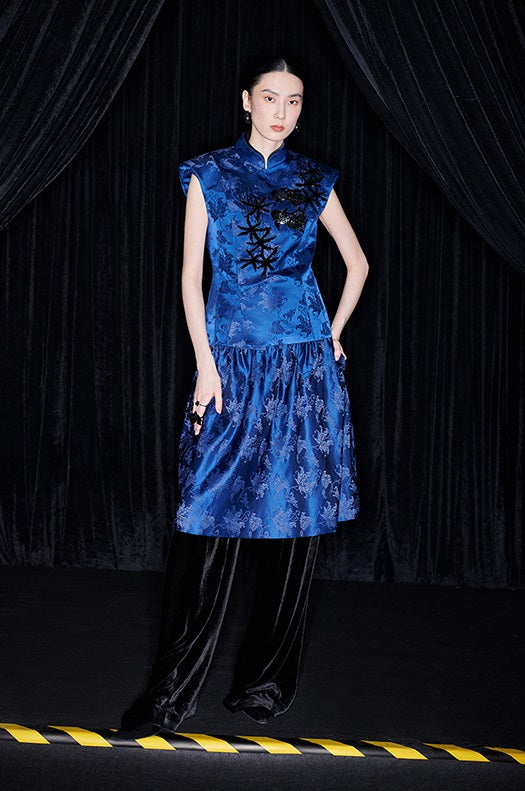 M essential Ma Kai designer Haiqing jacquard fish algae pattern nail beads vest - PEAC.