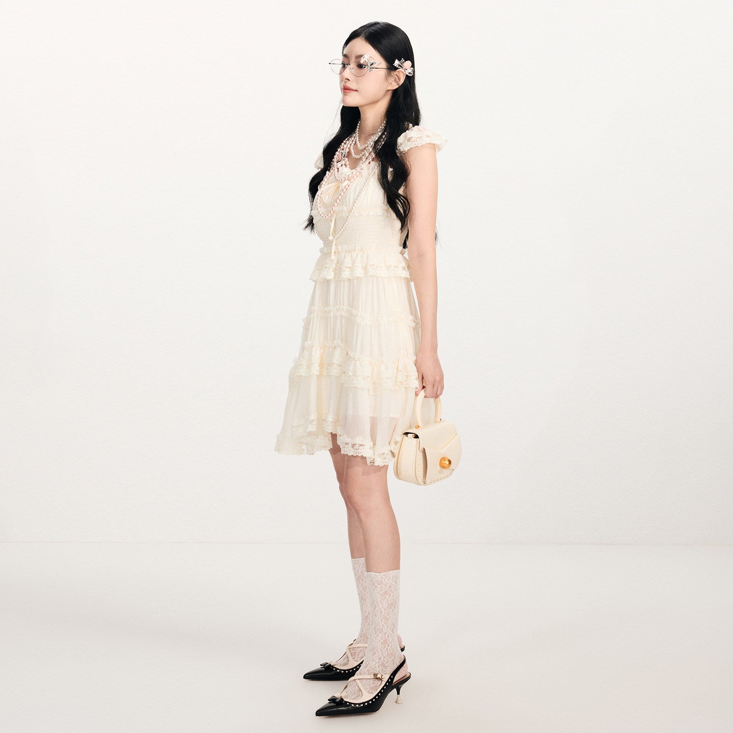 FAME Rococo Embroidered Trim Dress Midi Length Style