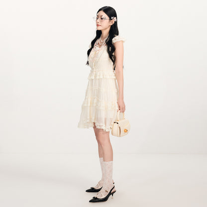 FAME Rococo Embroidered Trim Dress Midi Length Style