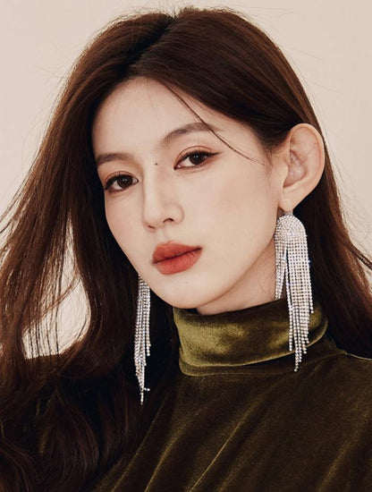 DOLLY Luxury Diamond Rhinestone Stud Chic Tassel Earrings-BABARA