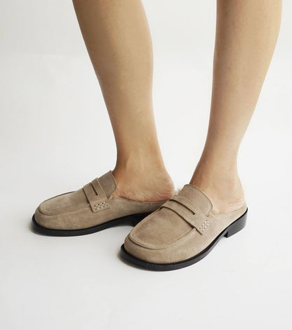 B-FEI single  leather casual flats shoes-PIE.