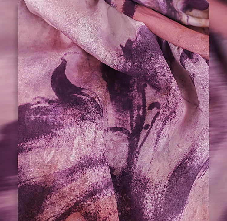 HECO Chinese Silk V-neck Dress Summer Elegant Floral Slim Long dress - GINE .