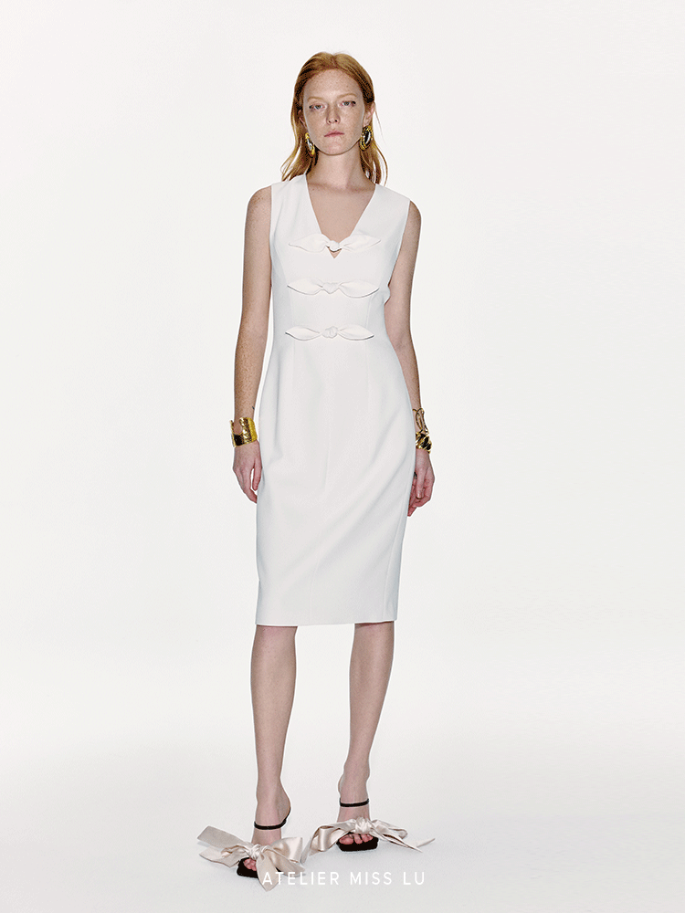 ATELIER MISS LU Ribbon Receiver Waist Sleeveless Dress - CRAIG.
