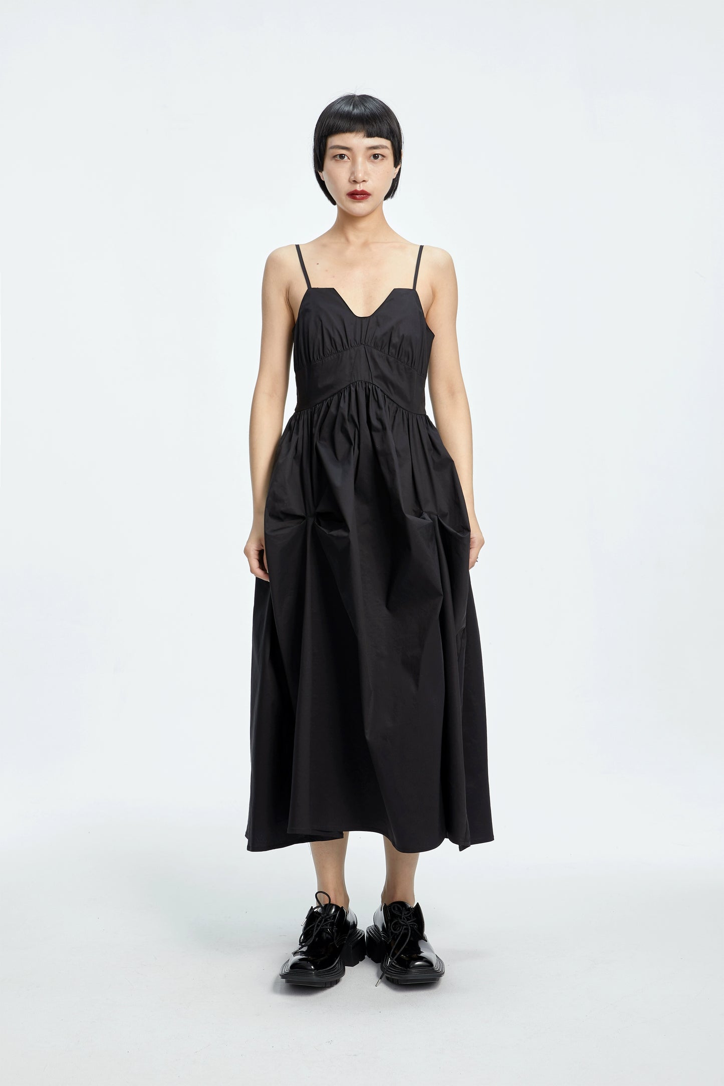 TINY IN black slip two-piece pleated long sexy Dress-PIA