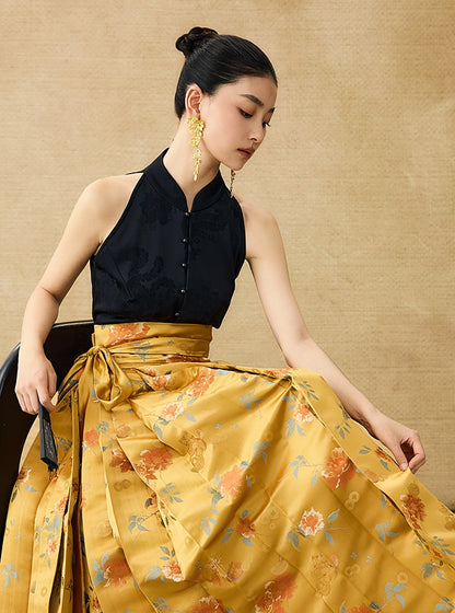 HECO Jacquard Horse Face Pleated Maxi Skirt  - COARSE.