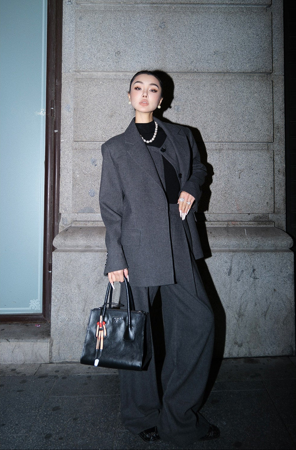 MEI SANGUAN gray double-breasted suit  - BODHI