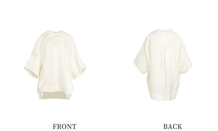ZHUCHONGYUN white glossy finish loose short-sleeved top-ONIZUKA.