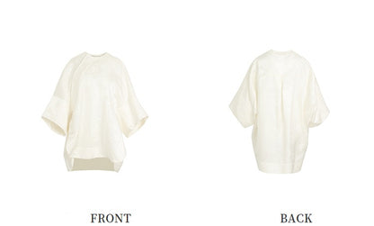 ZHUCHONGYUN white glossy finish loose short-sleeved top-ONIZUKA.