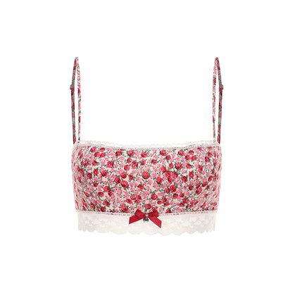 Le Palais Vintage Retro Spice Girl Red Floral Short Low-waisted Skirt-DJO.