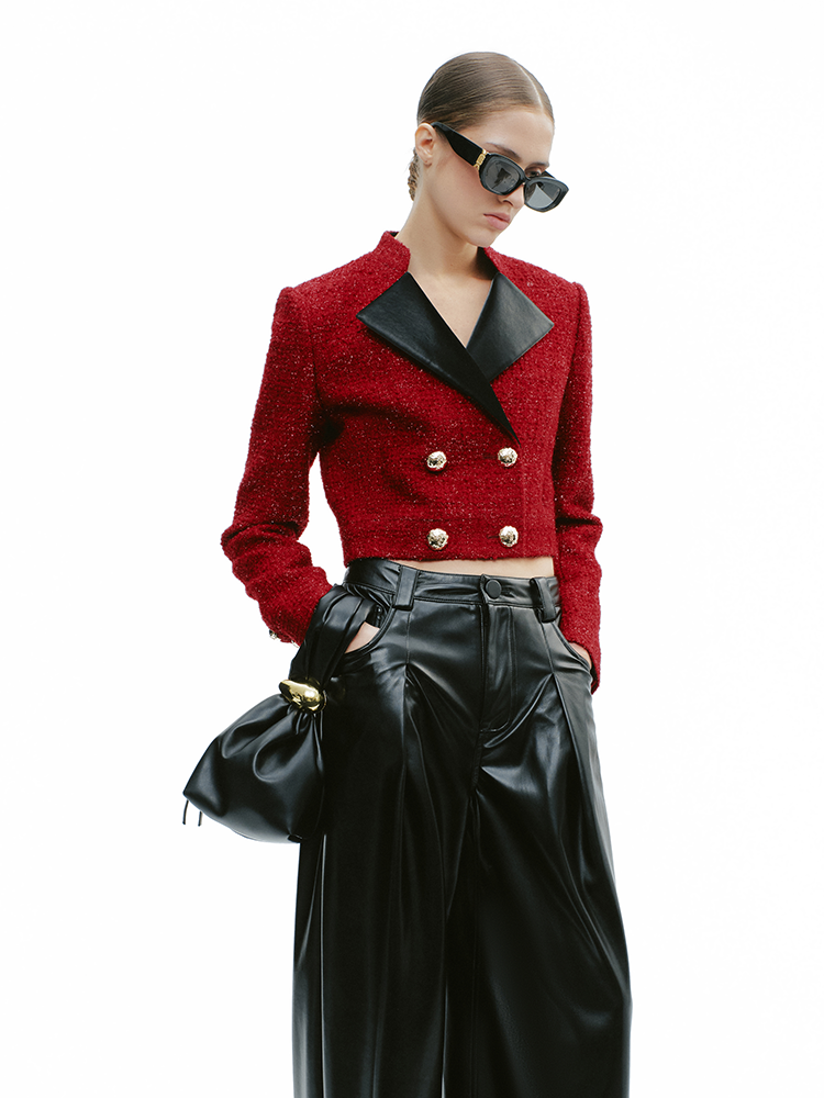 YES BY YESIR Sheep Wool Short Red Jacket - ATTENT.