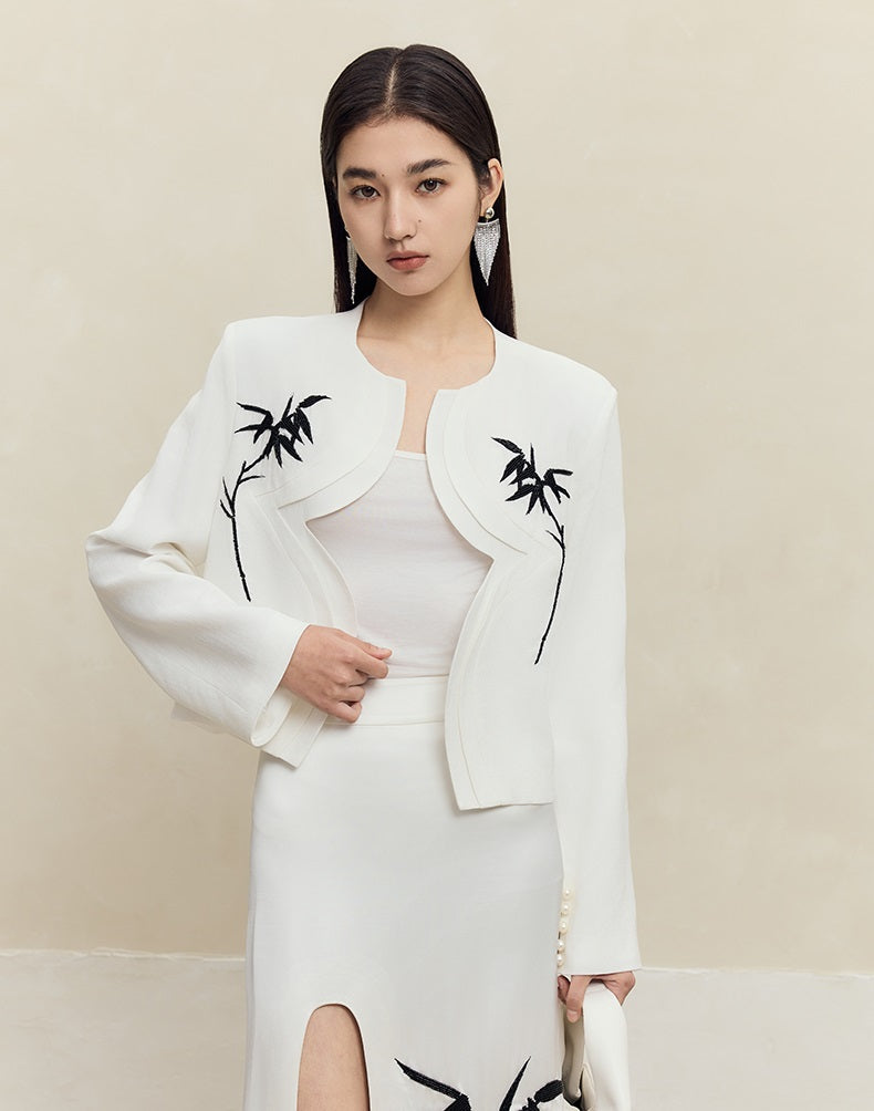 HECO spring embroidery acetate hemp short jacket women - gift.