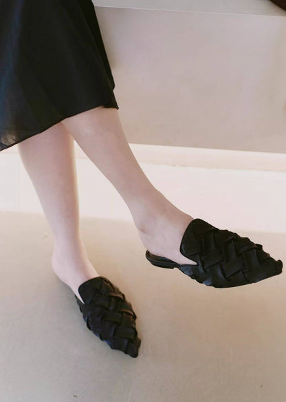 B-FEI pleated Miyake art fabric mules-WALIT.