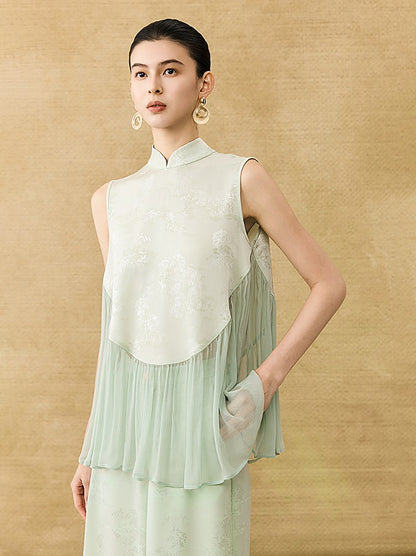 HECO New Chinese Acetate Jacquard Mesh Stitching T-Shirt - ANGEL.