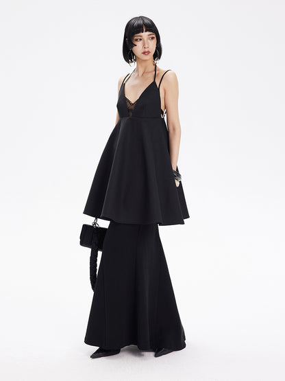 TINY IN lace slip short black dress -RAYS