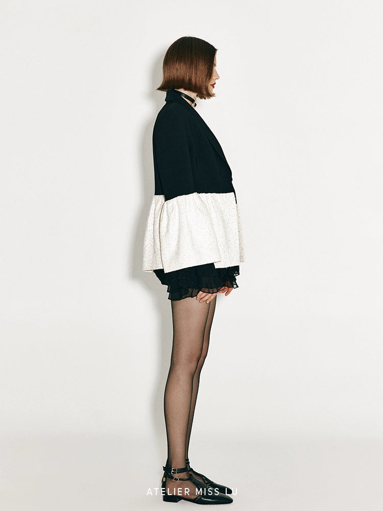 ATELIER MISS LU Sequin Tweed Panel Design Style Jacket - DIEDIDRE.