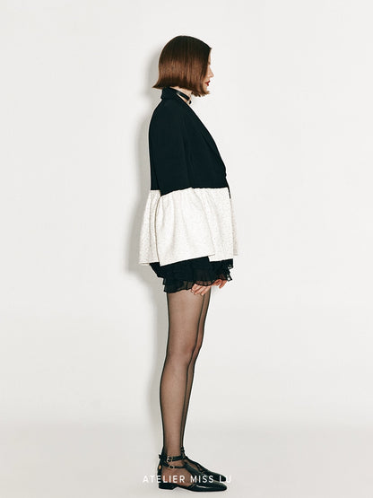 ATELIER MISS LU Sequin Tweed Panel Design Style Jacket - DIEDIDRE.