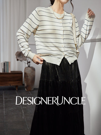 DGU |Off-white striped knitted striped cardigan luxury design top - POTEN.