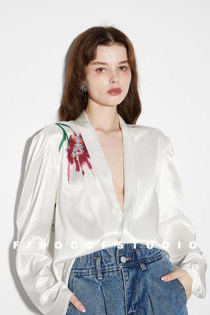 Acetic printed high-end french blouse Nunia