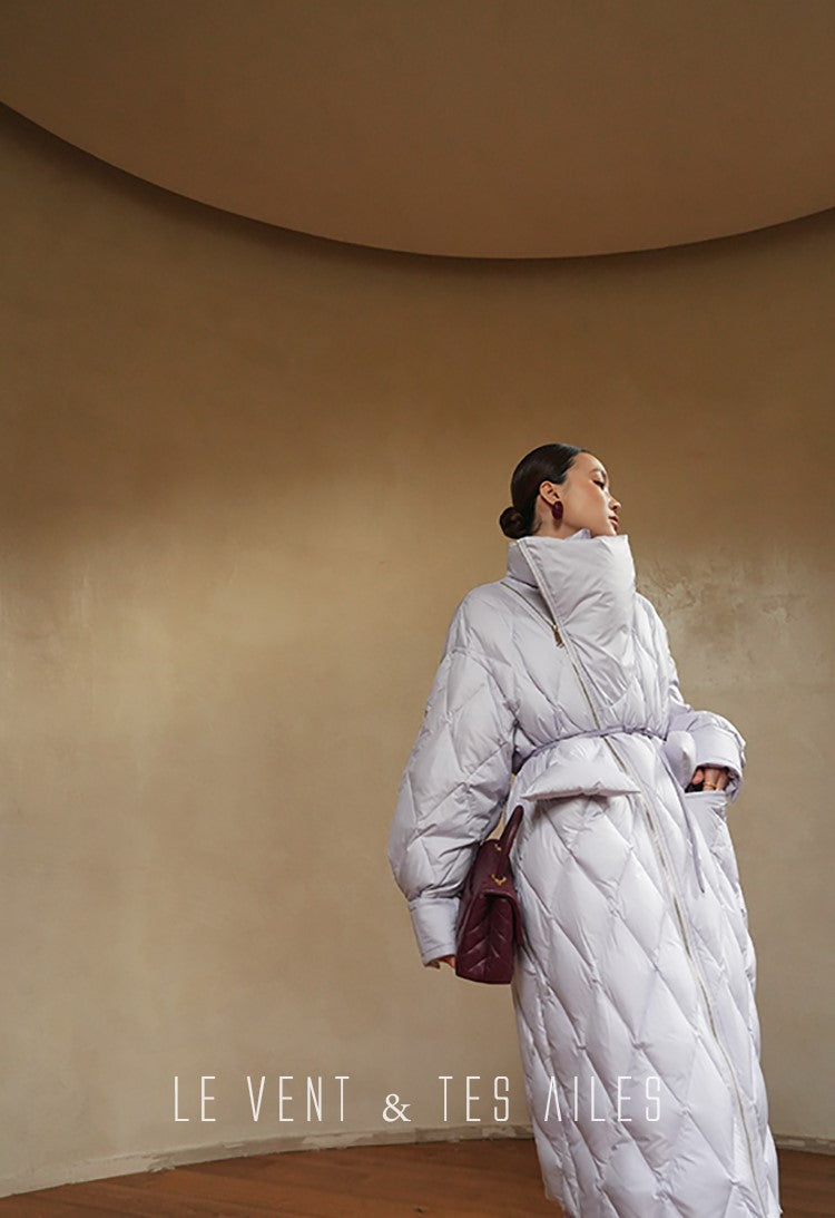 LE VENT&TES AILES Luxury High Cover Pressure Down Long Winter Jacket Coat -SZA