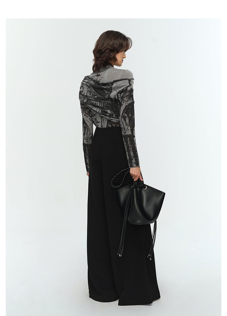 COMME MOI Lu Yan Designer's new commuter acetic high-waisted double-pleated wide-leg pants - MARD.