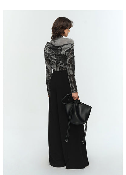 COMME MOI Lu Yan Designer's new commuter acetic high-waisted double-pleated wide-leg pants - MARD.