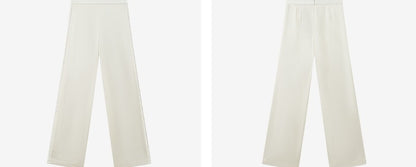 COMME MOI Lu Yan designer's new texture splicing satin straight-leg pants  -FAITH.