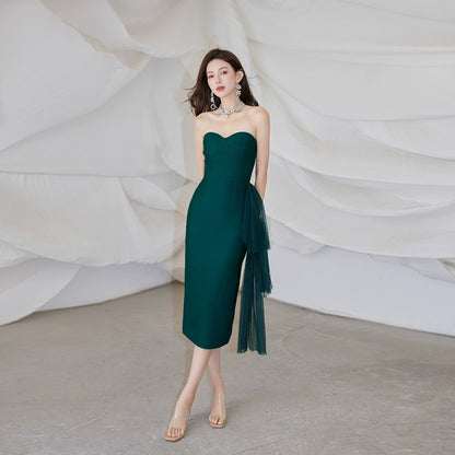 DOLLY Elegant Sleeveless Off Shoulder Backless Knitted Dinner Dress-URIEL