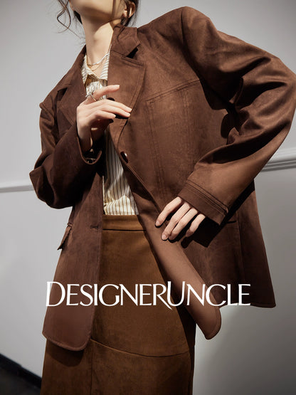 DGU "Twilight" brown blazer new high-end loose slimming suit top - PIECE.