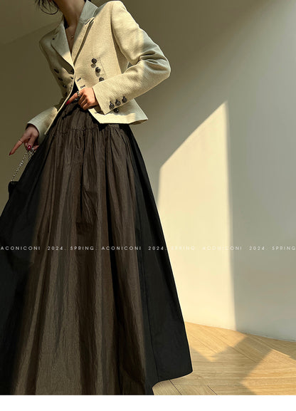 Aconiconi High End Long Sleeve Double Breasted Tuxedo French Retro Jacket Blazer- History