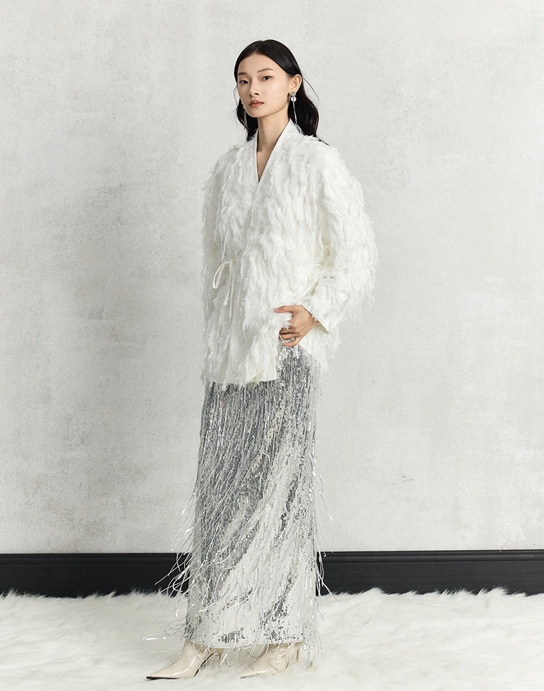 HECO Three-dimensional Tassel Fashion Top Shirt Women - flesh.