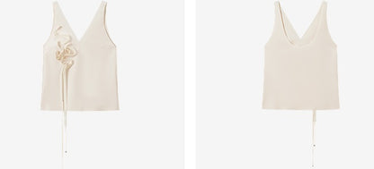 COMME MOI summer women's short flower V-neck vest - MAEVE.