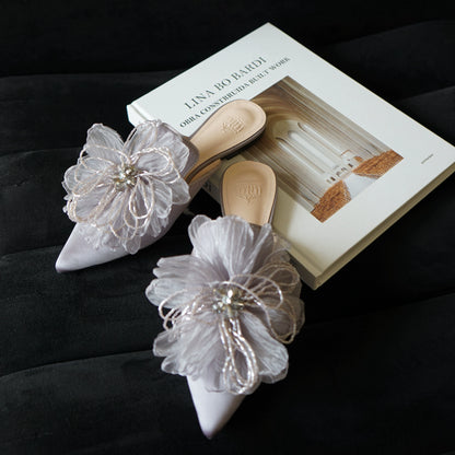 B-FEI flat pearl flower mules-MIYA.