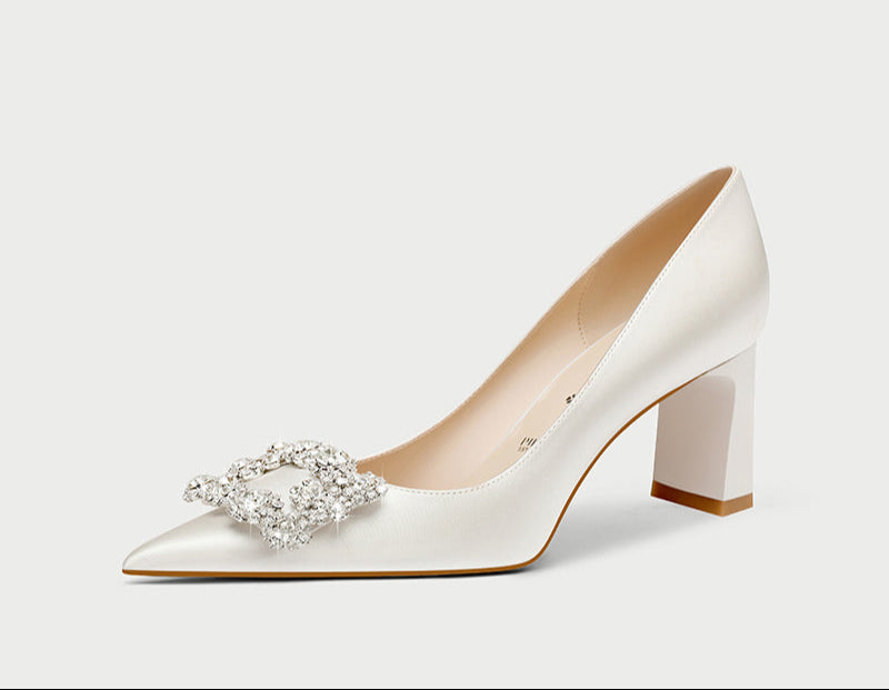 Pjjuu French Beautiful Block Engagement High Heels - PLATE