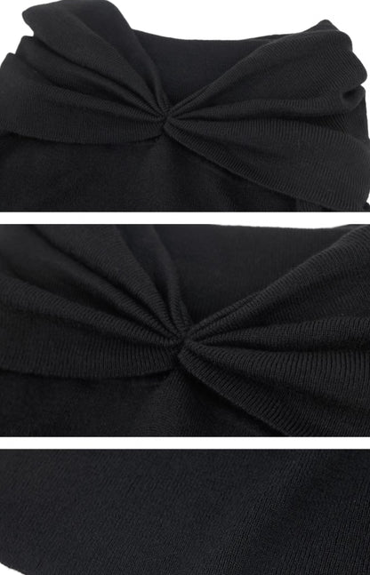 HECO  long-sleeved black red knitwear off-the-shoulder spring - DREAM.