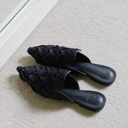 B-FEI pleated Miyake art fabric mules-WALIT.