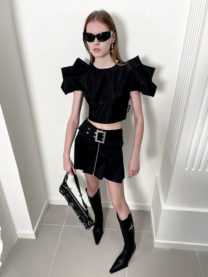 ANNAKIKI 3D Sonic Silhouette Cropped Top - JOSE.