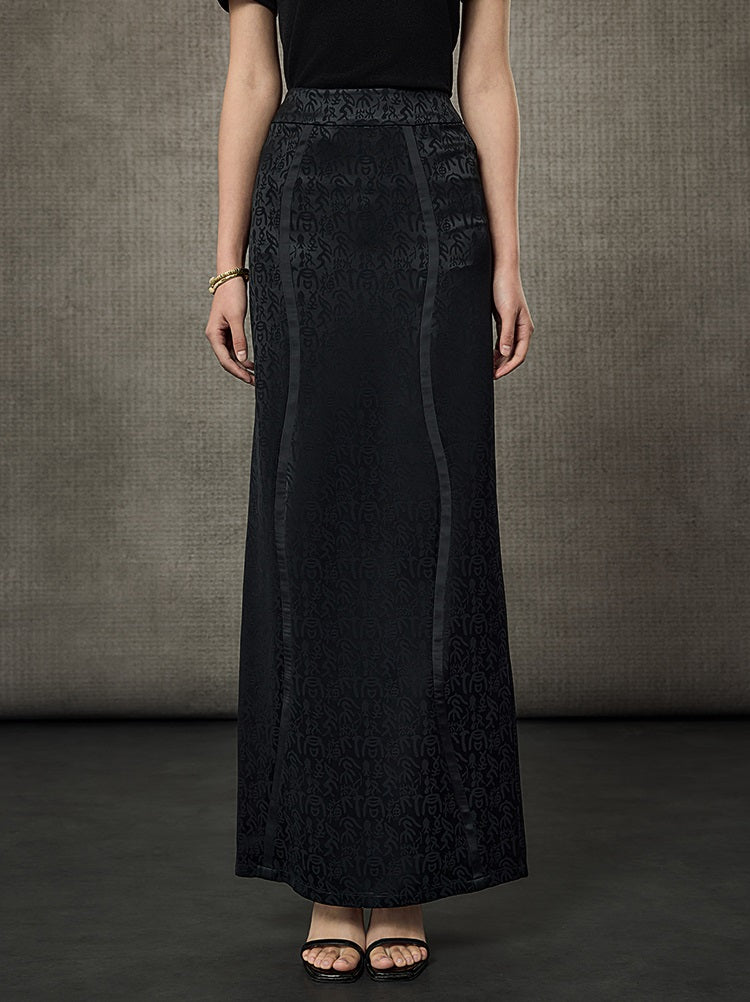 HECO Calligraphy Jacquard A-Line Elegant Skirt - SPIRIT.