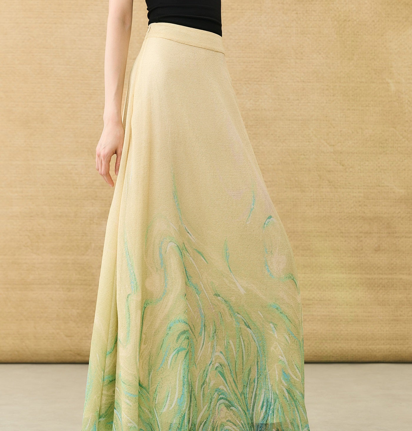 HECO Chinese Style Gradient Print Summer Temperament Charm Skirt - ZADE.