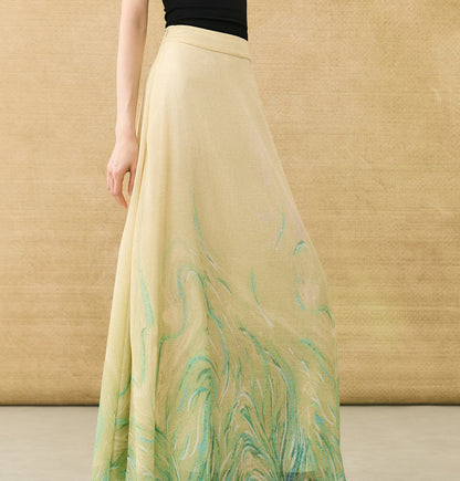 HECO Chinese Style Gradient Print Summer Temperament Charm Skirt - ZADE.