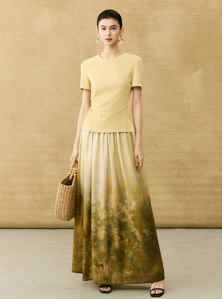 HECO Chinese Style Waist Shirred Knit Slim Stretch Top- STIQE.
