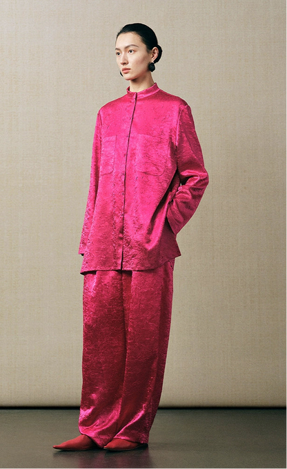 ZHUCHONGYUN oriental Chinese stand-up collar straight silhouette shirt--LOBEL.