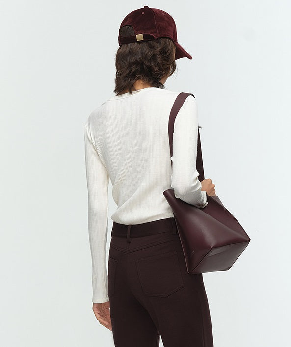 COMME MOI Lu Yan designer new women's Henry collar wool base T-shirt - OLIVIA.