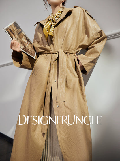 DGU "Twilight" khaki leather new high-end design commuter slimming top - GANT.