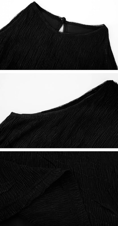 HECO Chinese style wrinkle elastic crew neck vest  age-reducing top - CAST.