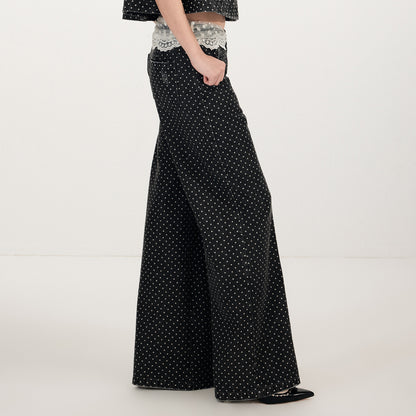 FAME Waist Polka Dot Denim Pants - CRISPIN